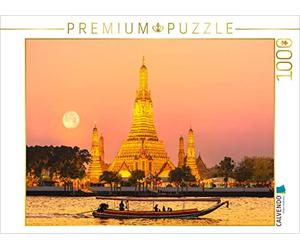 CALVENDO Puzzle Aufgehender Mond am Wat Arun in Bangkok 1000 Teile Puzzle quer 1000 Pieces 64 x 48 cm from Globe Visual