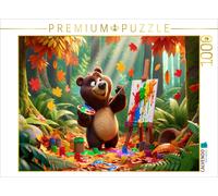 CALVENDO Puzzle Autumn painting in the jungle: the artistic brown bear | 1000 pi
