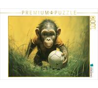 CALVENDO Puzzle Baby monkeys caught up in soccer fever | 1000 pieces, finished s