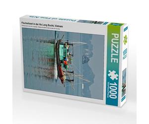 CALVENDO Puzzle Bateau de pêche dans la Baie de Ha Long Vietnam 1000 pièces Taille de la Pose 48 x 64 cm Photo Puzzle Image de Joern Stegen