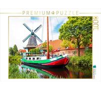 CALVENDO Puzzle Bateau de Tourbe Devant Le Moulin du Tief 1000 Pieces 64 x 48 cm from Andrea Dreegmeyer