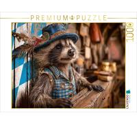 CALVENDO Puzzle Bavarian raccoon in traditional costume behind a rustic counter