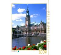 CALVENDO Puzzle Blick auf das Hamburger Rathaus | 1000 Teile Lege-Größe 64x48cm