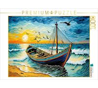 CALVENDO Puzzle Boat on waves in the golden sunset | 1000 pieces, finished size