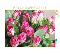 CALVENDO Puzzle Bouquet de Roses en Rose, Blanc et Vert - 1000 pièces - Dimensions : 64 x 48 cm - Puzzle Photo pour des Heures de Bonheur
