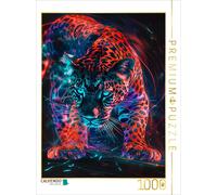 CALVENDO Puzzle Bright leopard in red and turquoise | 1000 pieces, finished size