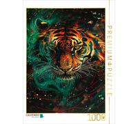 CALVENDO Puzzle Bright tiger in red and green | 1000 pieces, finished size 25.2