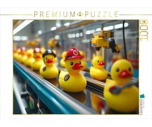 CALVENDO Puzzle Canards de Bain Professionnels sur la Ligne de Production - Canards Couineurs en Tenue Professionnelle | 1000 Pièces Taille de la Pose 64x48cm Photo Puzzle pour Heures de Bonheur