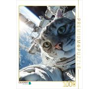 CALVENDO Puzzle Chat Astronaute Devant la Station Spatiale dans l'espace | 1000 pièces de Ponte 48 x 64 cm Puzzle Photo pour des Heures heureuses