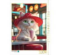 CALVENDO Puzzle Cat diva in a diner with milkshake - fun retro motif for cat lov