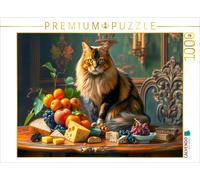 CALVENDO Puzzle Cat idyll with fruit and cheese | 1000 pieces, finished size 25.
