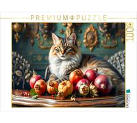 CALVENDO Puzzle Cat on a Wilhelminian-style table with ripe fruit | 1000 pieces,