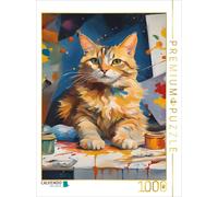CALVENDO Puzzle Cat painted in the studio | 1000 pieces, finished size 25.2 × 18