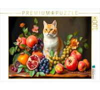CALVENDO Puzzle Cat portrait with lush fruit in the style of old masters | 1000