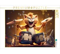 CALVENDO Puzzle Cat Tiger on drums | 1000 pieces, finished size 25.2 × 18.9 in (