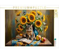 CALVENDO Puzzle Cat with a lush bouquet of sunflowers | 1000 pieces, finished si