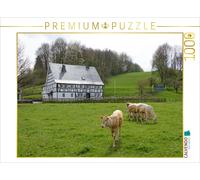 CALVENDO Puzzle Cattle in front of a half-timbered house | 1000 pieces, finished