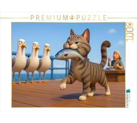 CALVENDO Puzzle ce Que Vous Dites Maintenant - Chat de Dessin animé avec Poisson - 1000 pièces - Taille de la Pose : 64 x 48 cm - Puzzle Photo pour des Heures heureuses