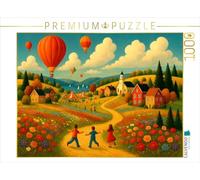 CALVENDO Puzzle Champs, Couleurs, montgolfières | 1000 pièces Taille de la Pose 64 x 48 cm Puzzle Photo pour des Heures heureuses