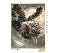 CALVENDO Puzzle Chat Flottant en apesanteur dans la Station Spatiale dans l'espace | 1000 pièces de Ponte Taille 48 x 64 cm Puzzle Photo pour des Heures heureuses