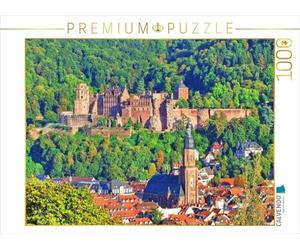 CALVENDO Puzzle Château de Heidelberg, Église du Saint-Esprit, 1000 pièces, Taille de la Ponte, 64 x 48 cm, Photo de Puzzle de Claus Liepke
