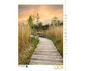 CALVENDO Puzzle Chemin en Bois à Travers la Lande | 1000 pièces - Taille de la Ponte 48 x 64 cm - Puzzle Photo pour des Heures heureuses