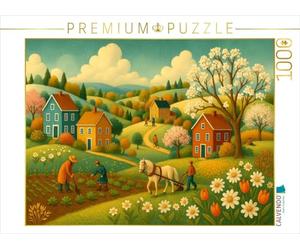 CALVENDO Puzzle Chevaux de Printemps et Premières Fleurs | 1000 pièces Taille de la Ponte 64 x 48 cm Puzzle Photo pour des Heures heureuses