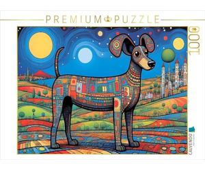 CALVENDO Puzzle Chien coloré - Le Bonheur Parfait à Quatre Pattes | 1000 pièces de Taille de la Ponte 64 x 48 cm Puzzle Photo pour des Heures heureuses