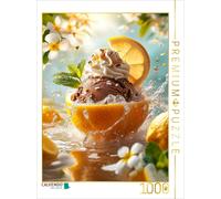 CALVENDO Puzzle Chocolate ice cream with mint and cream topping, served in a lem