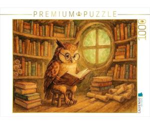 CALVENDO Puzzle Chouette Magique dans la bibliothèque de cabane dans Les Arbres | 1000 pièces 64 x 48 cm Puzzle Photo pour des Heures heureuses