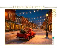 CALVENDO Puzzle Christmas in America - magic in the twinkling lights. A red pick