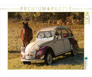 CALVENDO Puzzle Citroën 2 CV Dolly mit Pferd 1000 Teile Puzzle quer 1000 Pieces 64 x 48 cm from Meike Bölts