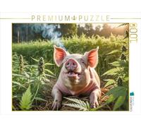 CALVENDO Puzzle Cochon dans l'intoxication - Moment de détente dans Le Champ de Cannabis | 1000 pièces - Taille de la Pose 64 x 48 cm - Puzzle Photo pour des Heures de Bonheur