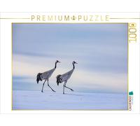 CALVENDO Puzzle Cranes on a winter walk across a snow-covered field | 1000 piece