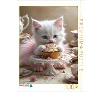 CALVENDO Puzzle Cute baby cat in a tutu nibbles a cupcake | 1000 pieces, finishe