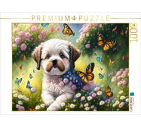 CALVENDO Puzzle Cute little dog with butterflies | 1000 pieces, finished size 25