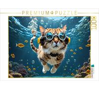 CALVENDO Puzzle Cute pussycat glides weightlessly through the water | 1000 piece