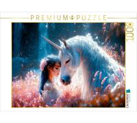 CALVENDO Puzzle Das Mädchen und Ihr magisches Einhorn | 1000 Teile Lege-Größe 64