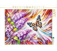 CALVENDO Puzzle de Planche de Bois Papillon sur Lilas en Peinture à l'huile | 1000 pièces de Ponte Taille 64 x 48 cm Puzzle Photo pour des Heures heureuses