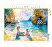 CALVENDO Puzzle Deux Filles avec Chien à la Porte rocheuse | 1000 pièces de Taille de la Ponte 64 x 48 cm Puzzle Photo pour des Heures heureuses