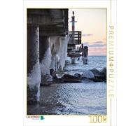 CALVENDO Puzzle Die Seebrücke von Zingst mit Eisfahnen | 1000 Teile Lege-Größe 6