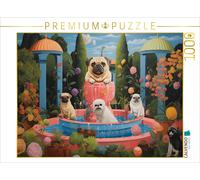 CALVENDO Puzzle Dogs bathing in the fountain | 1000 pieces, finished size 25.2 ×