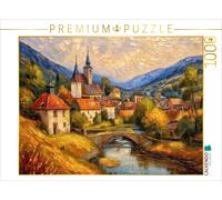 CALVENDO Puzzle Village sur Un Pont de Pierre | 1000 pièces de Taille de la Ponte 64 x 48 cm Puzzle Photo pour des Heures heureuses
