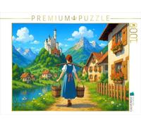 CALVENDO Puzzle Dorfidylle et Château de Conte de Fées - Anime Alpes | 1000 pièces - Taille de la Pose 64 x 48 cm - Puzzle Photo pour des Heures heureuses