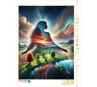 CALVENDO Puzzle Double Exposition Femme sur Un Paysage aux Couleurs délicates avec Ambiance nuageuse | 1000 pièces Taille de la Pose 48 x 64 cm Puzzle Photo pour des Heures heureuses