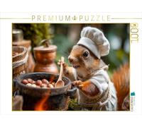 CALVENDO Puzzle écureuil Cuisinier dans la forêt près du feu | 1000 pièces de Ponte 64 x 48 cm Puzzle Photo pour des Heures heureuses