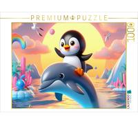 CALVENDO Puzzle Ein Delphin als Fortbewegungsmittel für einen kleinen Pinguin |