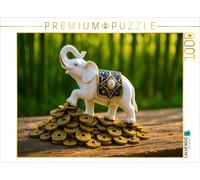 CALVENDO Puzzle Elephant with coins - wisdom, strength and luck in the house | 1