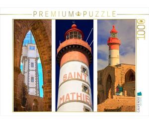 CALVENDO Puzzle Envie de Bretagne - Au Phare de Saint-Mathieu dans Le Département Finistére on Trouve Trois phares en Un Seul Endroit | Puzzle Photo de 1000 pièces de 64 x 48 cm