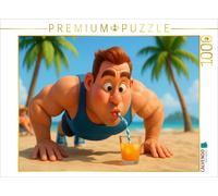 CALVENDO Puzzle Every push-up a small reward - bodybuilders on the beach | 1000
